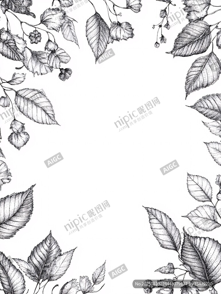 手绘桑葚线描插画