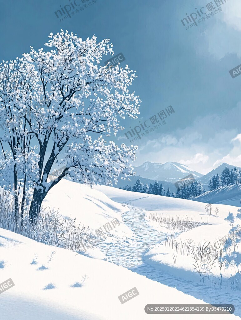 雪地插画雪景
