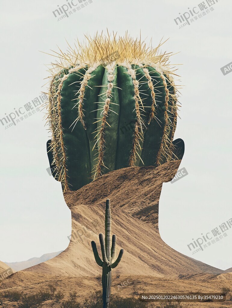 仙人掌创意插画
