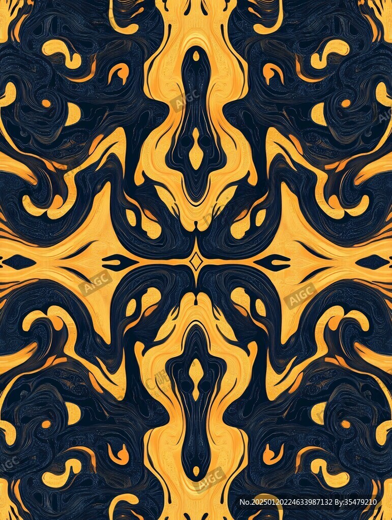 蓝金花纹