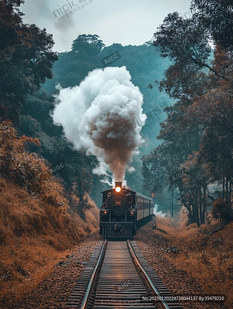穿梭在山林里的火车