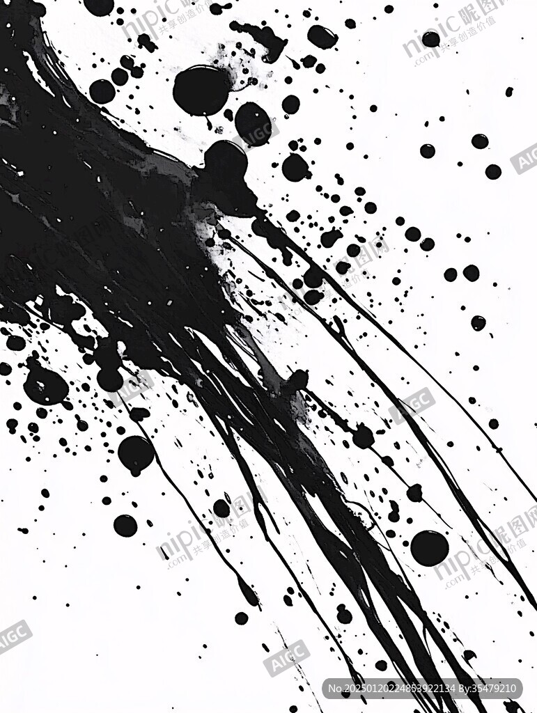 笔触墨痕墨迹黑白画