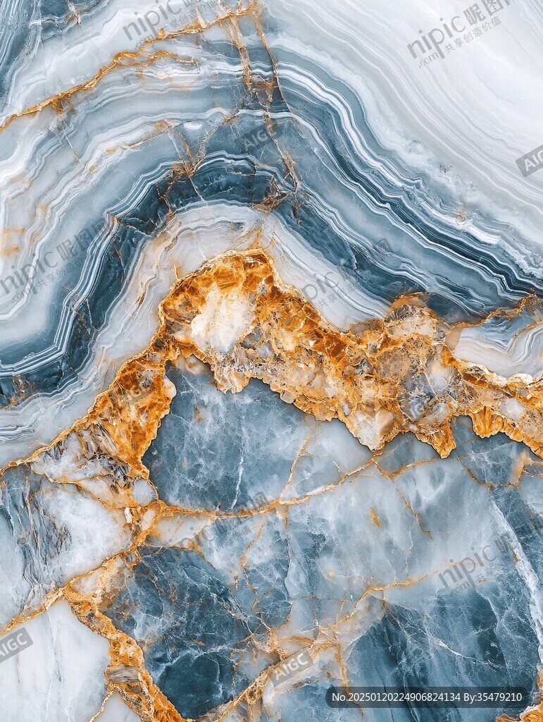 蓝色透光大理石装饰画