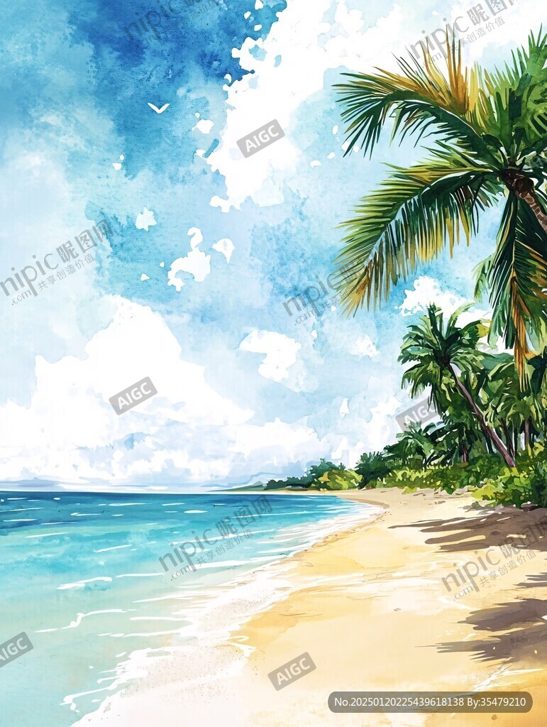海滩风景画
