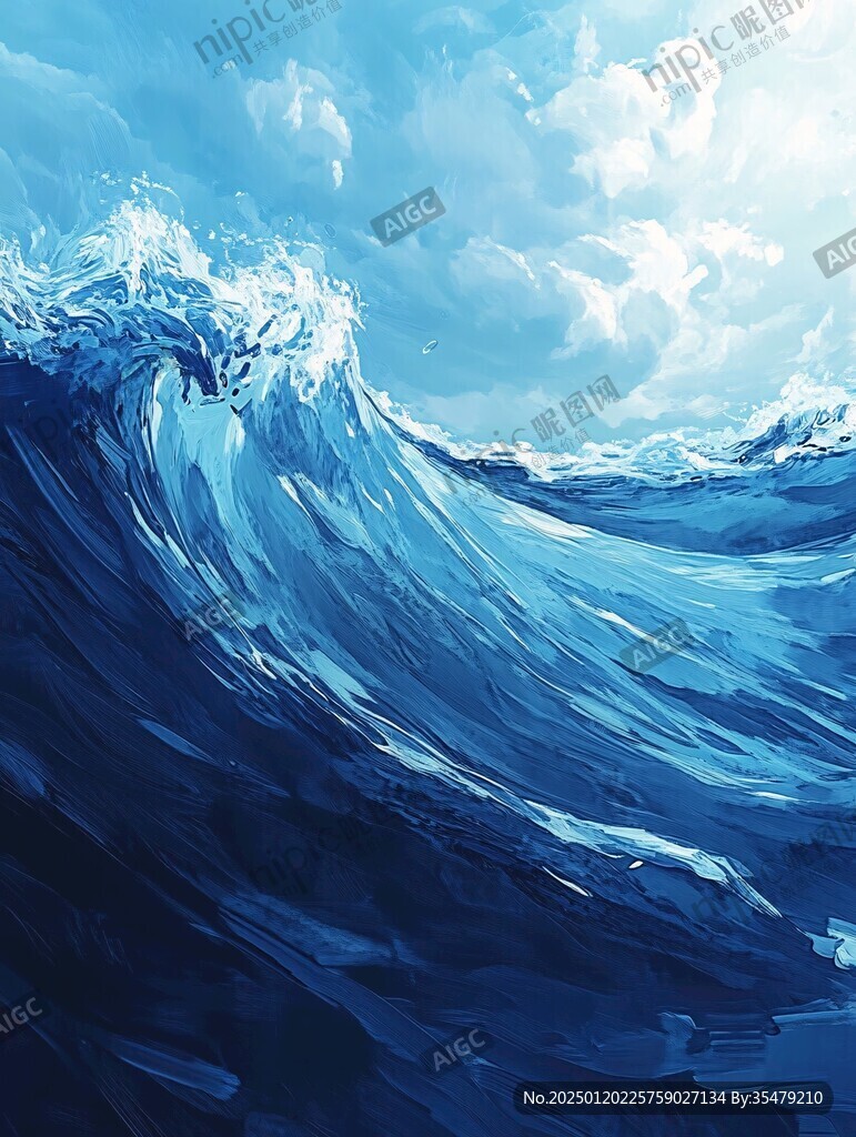波涛海浪插画