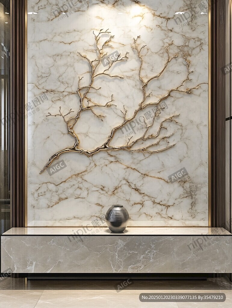 极简金箔石根线条对拼