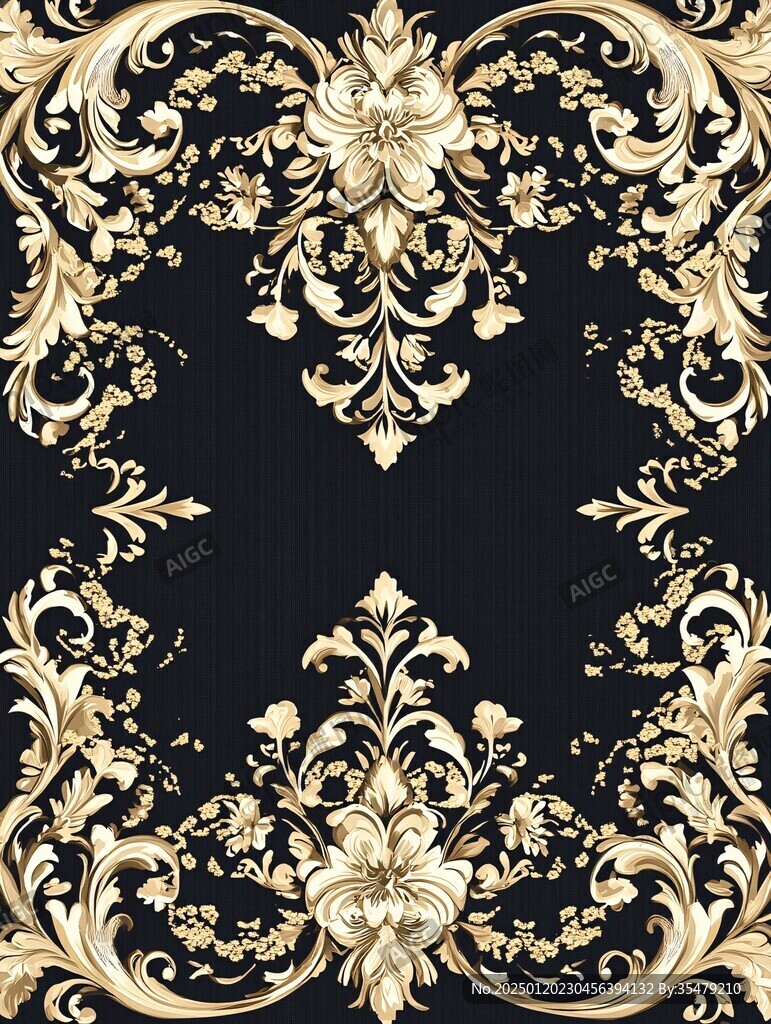 深蓝色浪漫深邃花纹