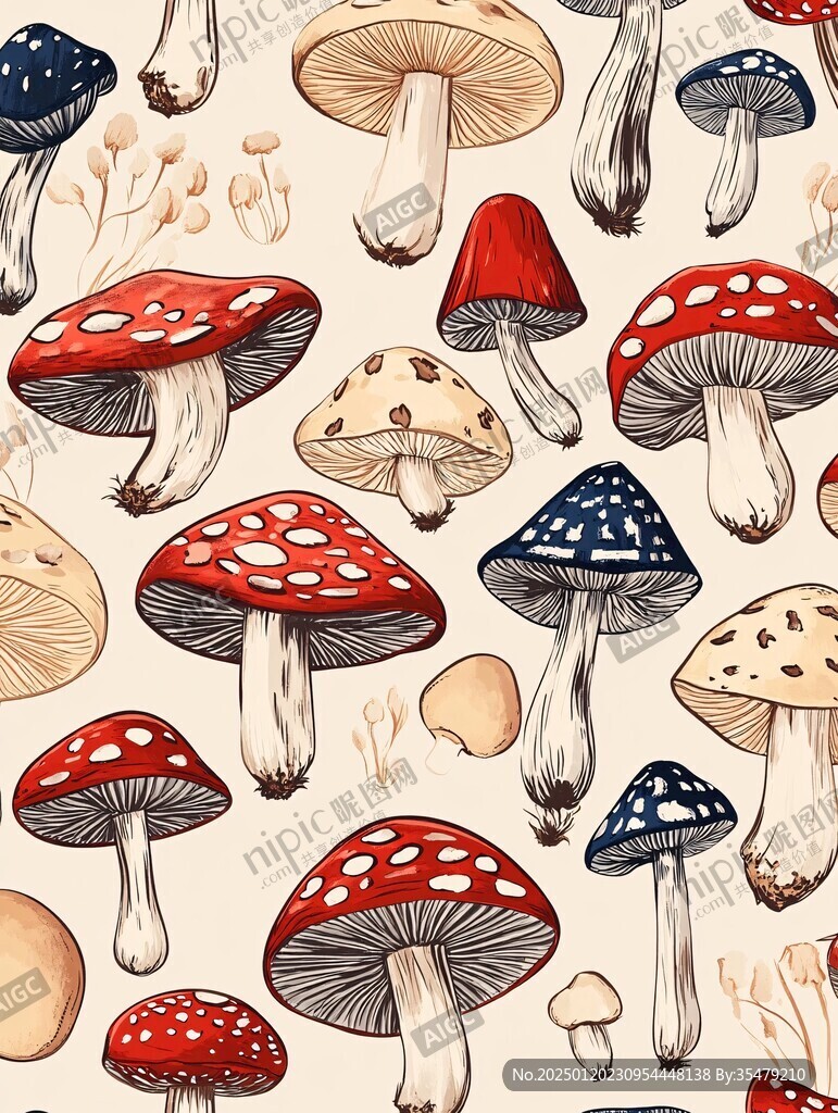 手绘菌菇插画