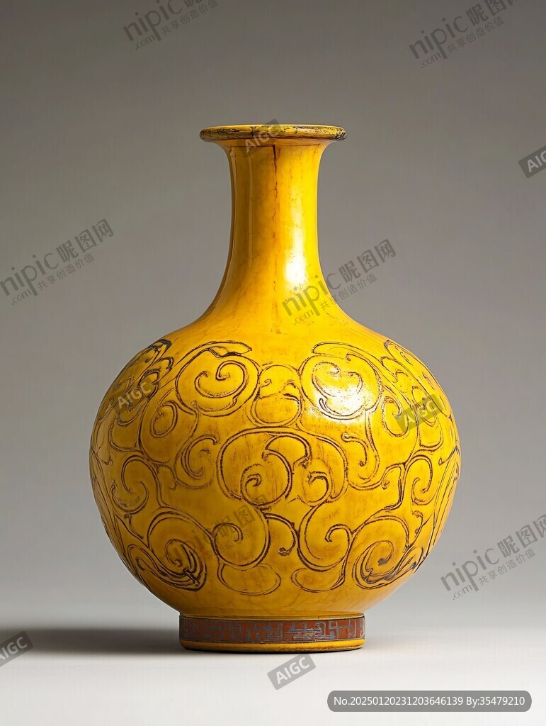 姜黄釉刻花