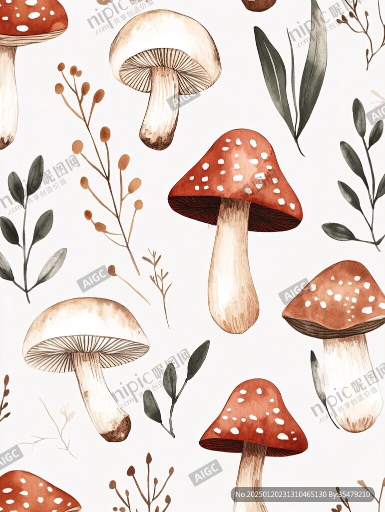 原创蘑菇插画图案