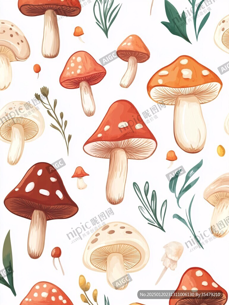 手绘菌菇插画