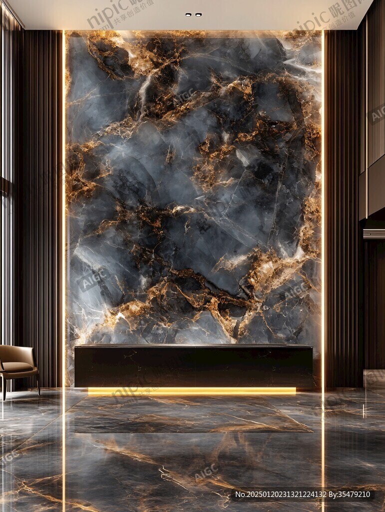 黑蓝色大理石材背景墙