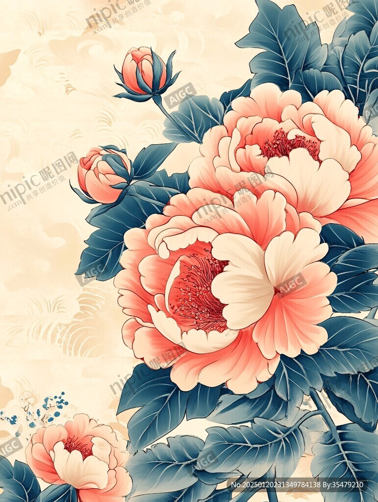 牡丹蝴蝶图案