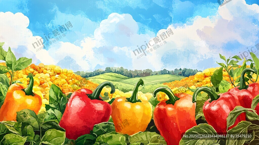 辣椒插画场景图