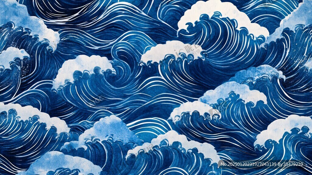 日式浪花背景
