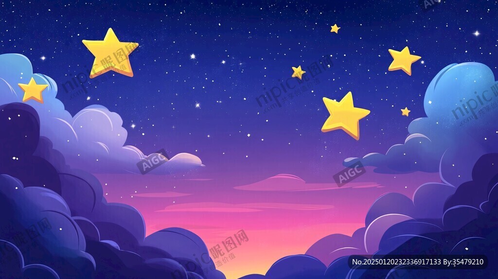 夜晚云彩星星