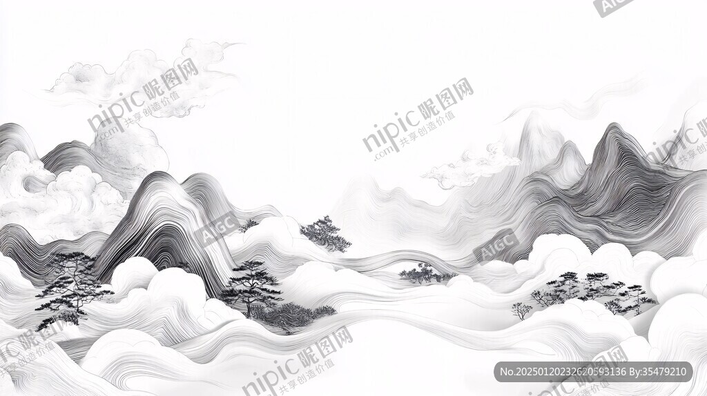 新中式白色山水