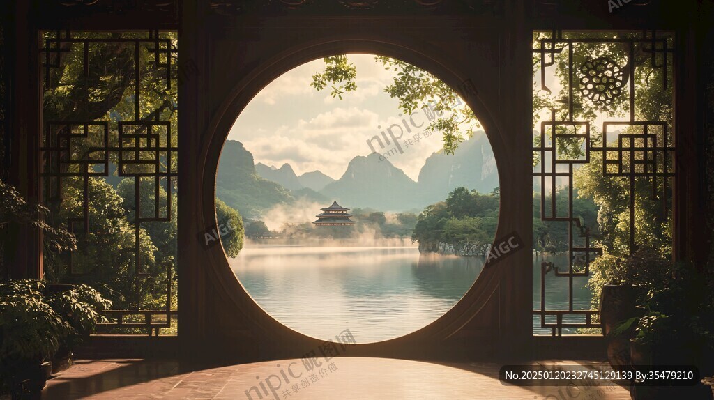 山水楼阁雅致意境风