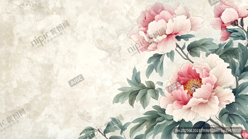 牡丹背景画