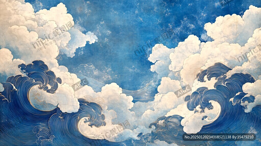 海浪云纹浪花背景