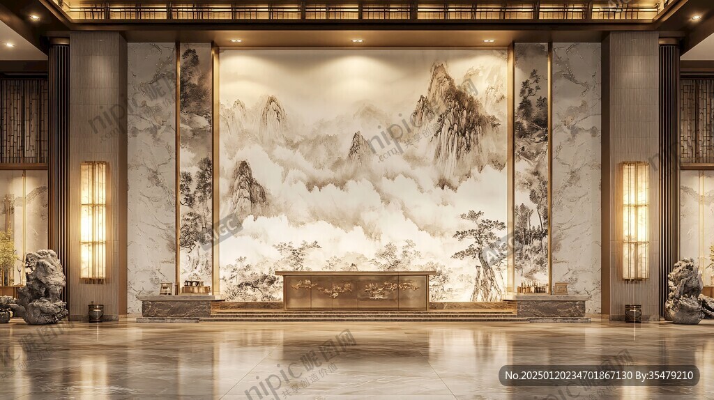 迎客松酒店客厅背景