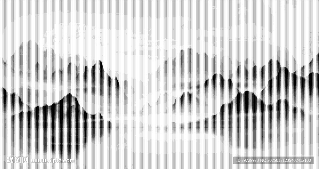 线条山水画