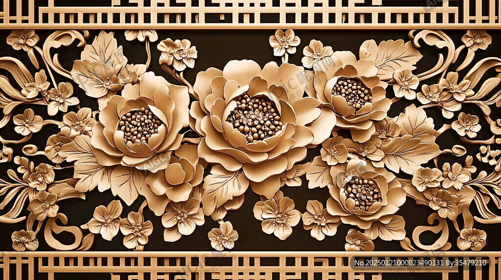 金色牡丹花纹
