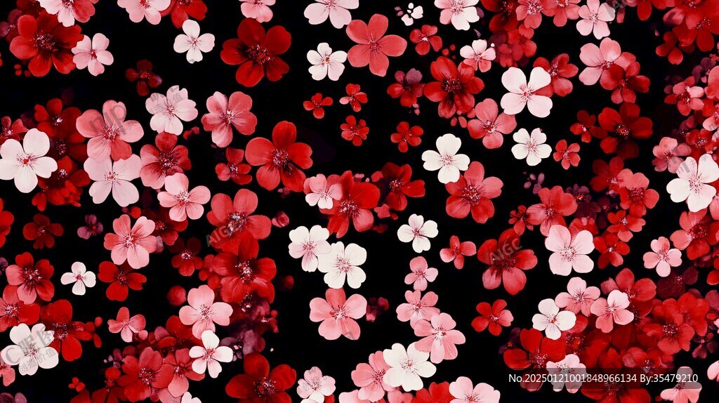 黑底红白花图案