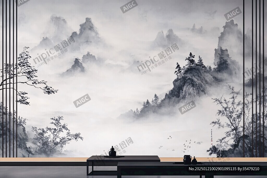 新中式茶室背景