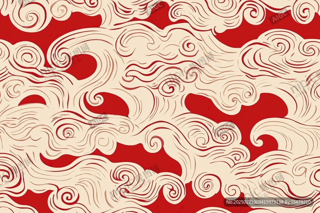 中式图案云纹浪花