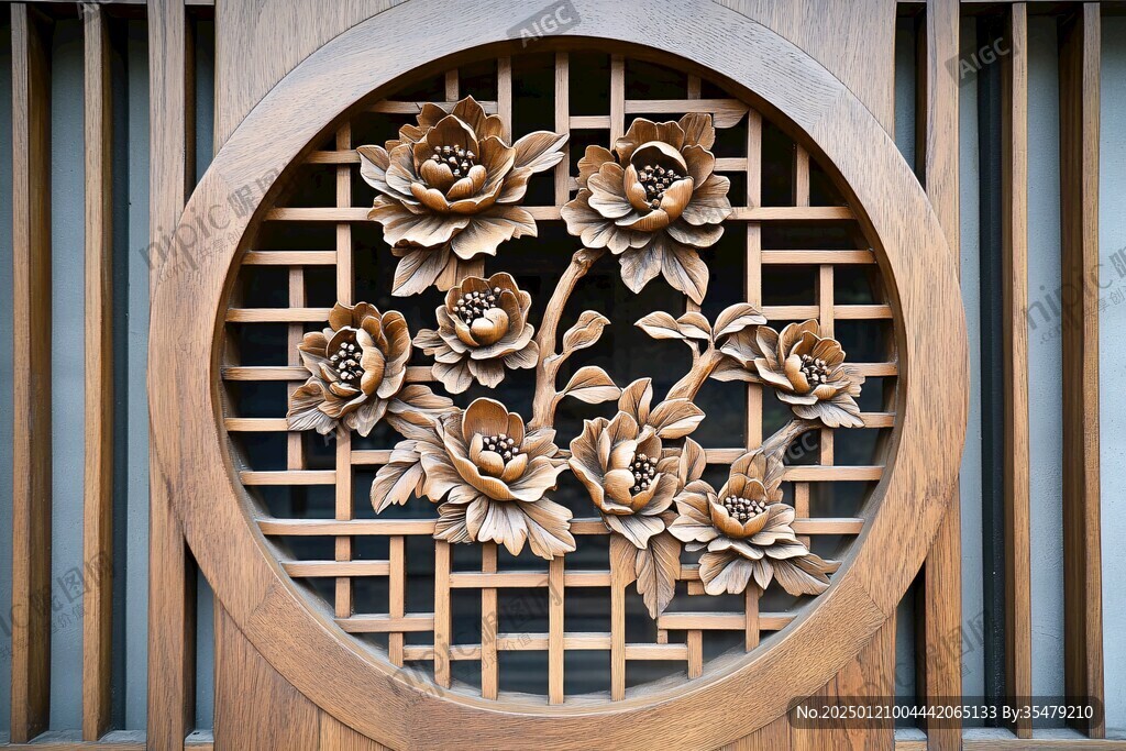 中式木雕花