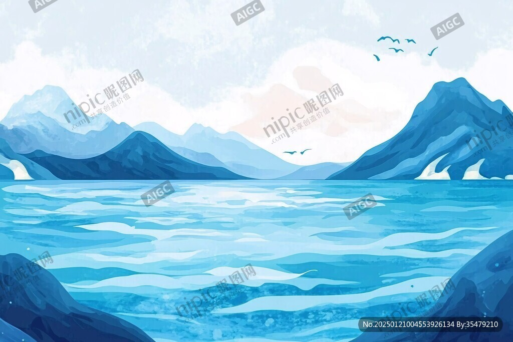 插画海平面