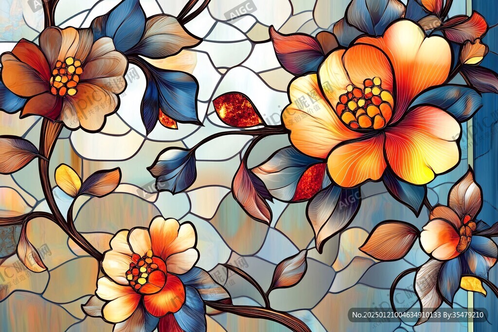 艺术玻璃手绘花卉