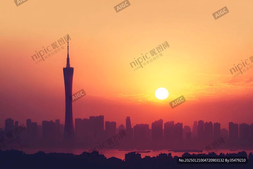 旭日东升晕染烟雾
