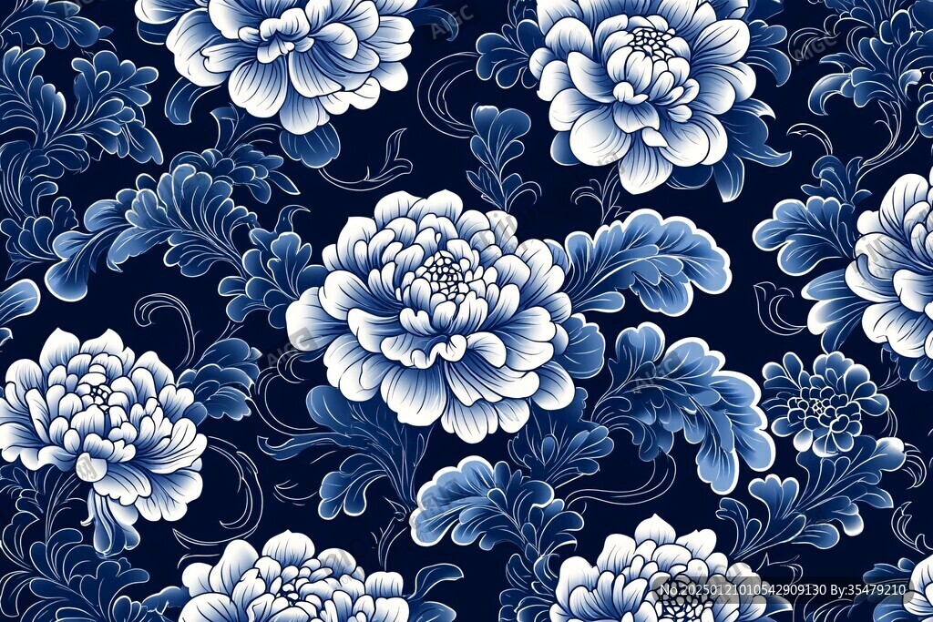牡丹青花图案