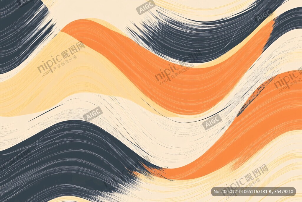 波浪线条画