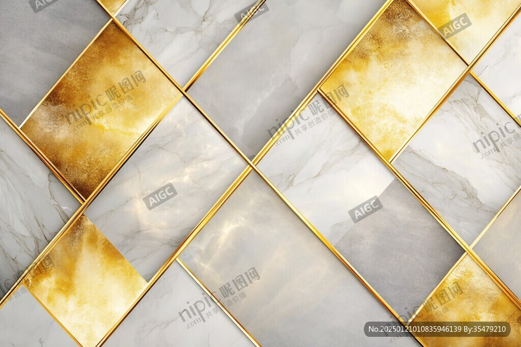 金色网格线条大理石纹