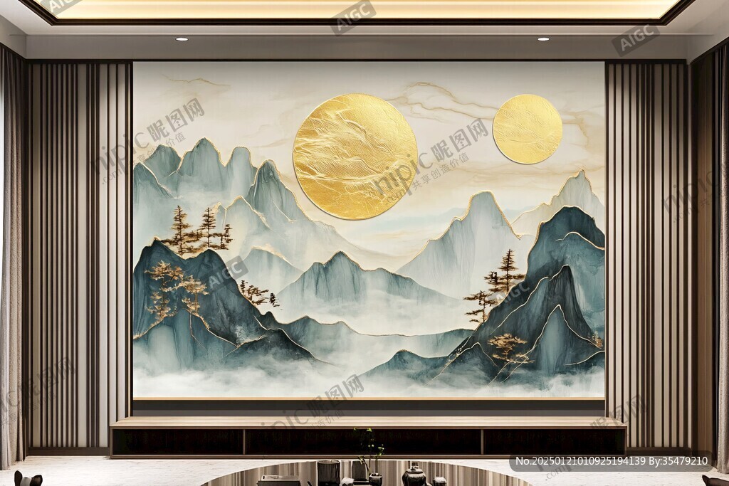 金线山脉客厅背景