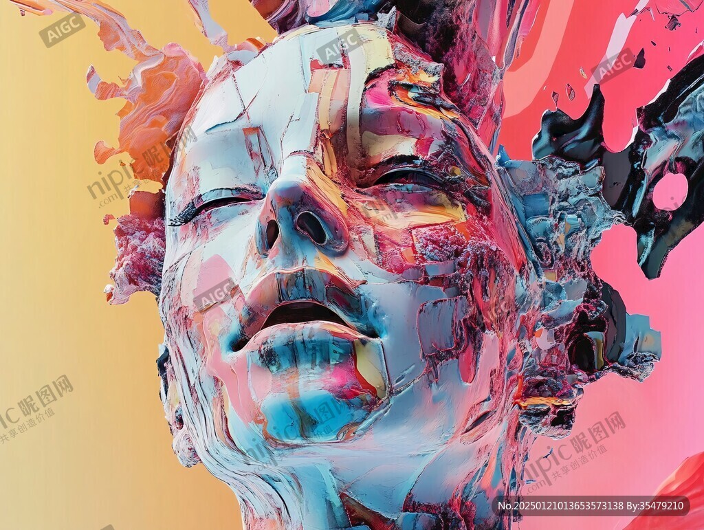 扭曲人像插画