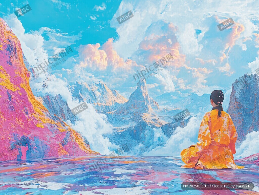 向往更高的山峰禅意画