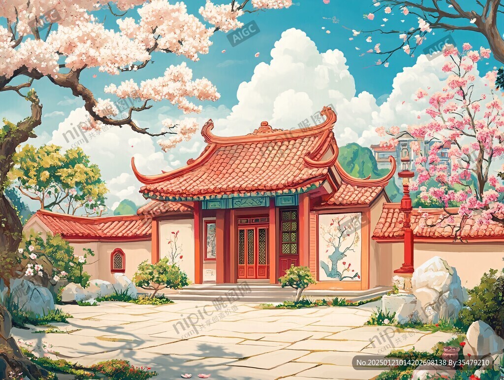 门楼插画