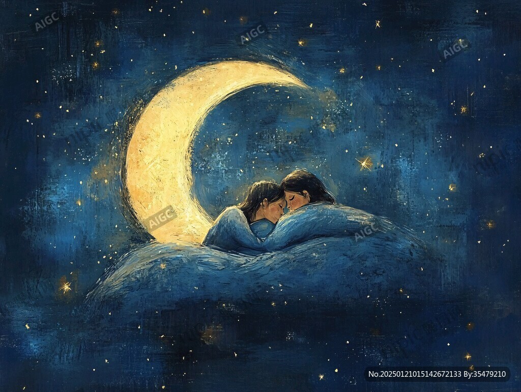 爱做梦晚安睡眠手绘