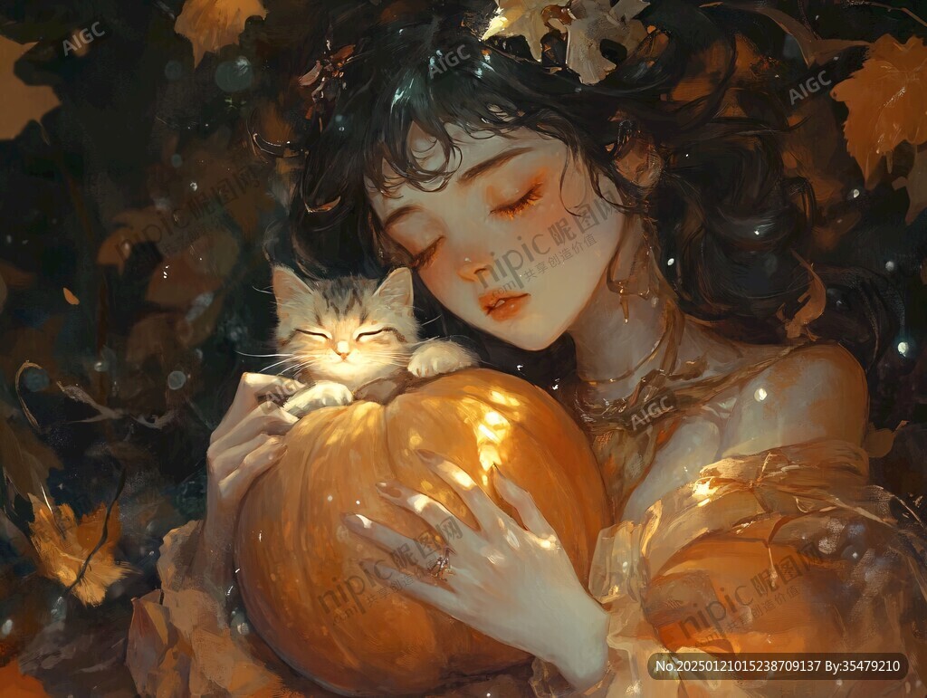 抱猫少女