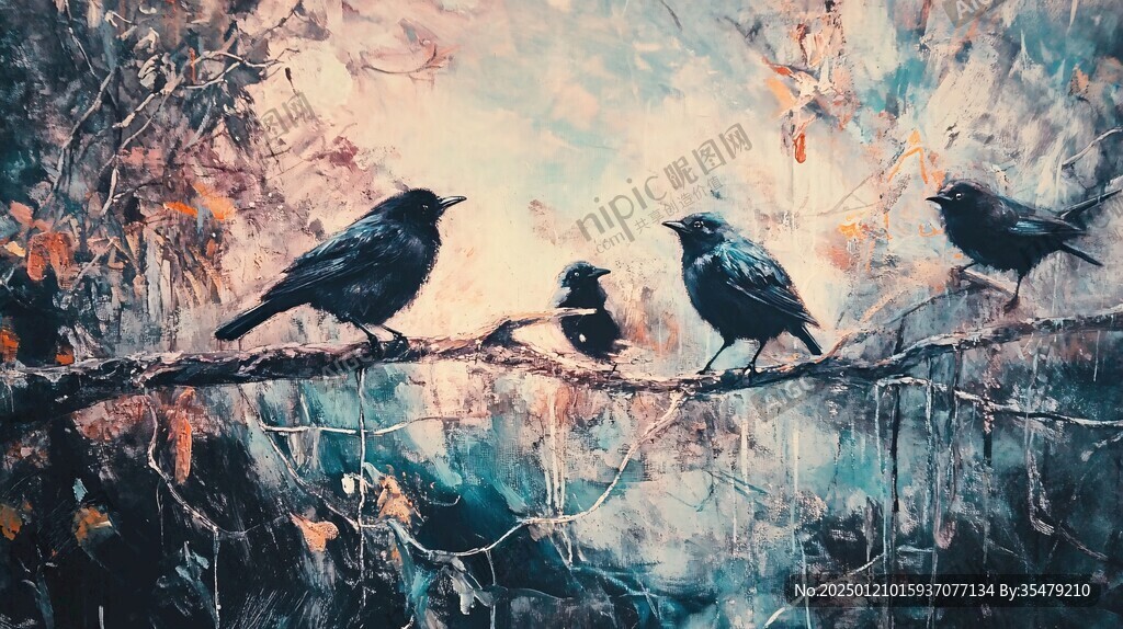 野鸟油画