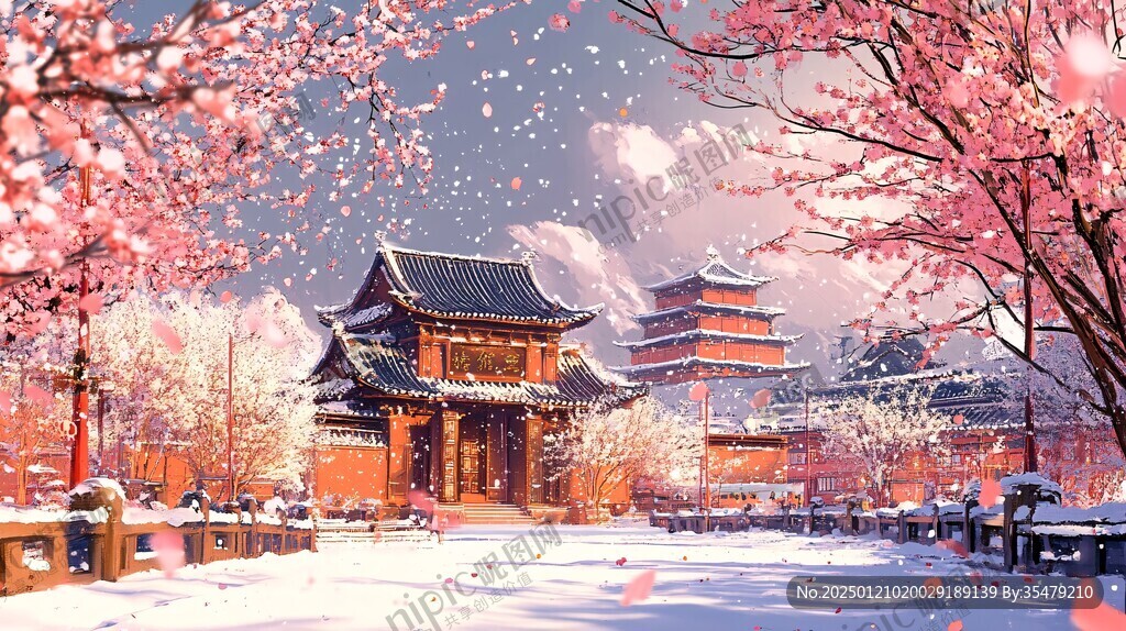 滕王阁雪景背景