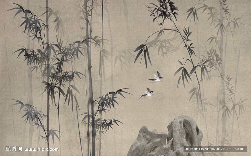 水墨竹林