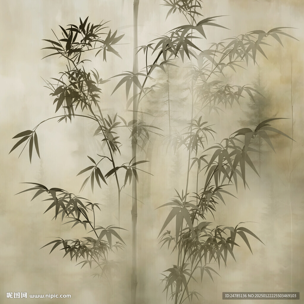 方形水墨竹子
