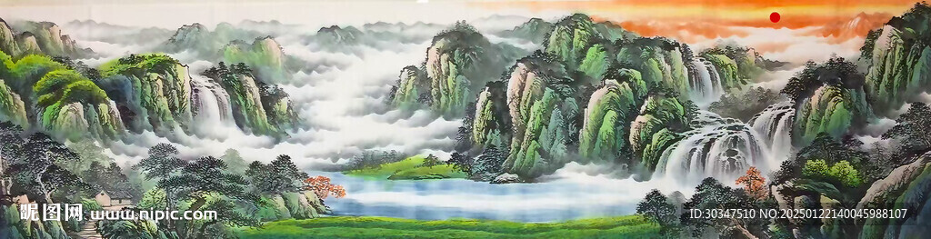 聚宝盆山水风景画