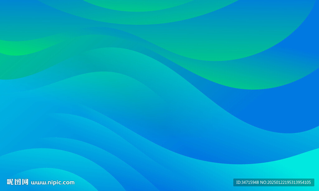 蓝绿色渐变抽象波浪矢量背景