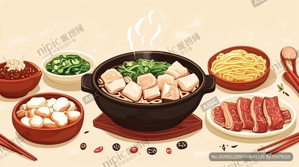 小锅米线插画